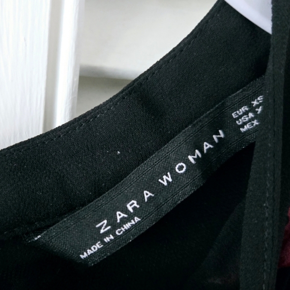 ZARA Black Floral Pleated Chiffon Romper Mini XS - Picture 8 of 8